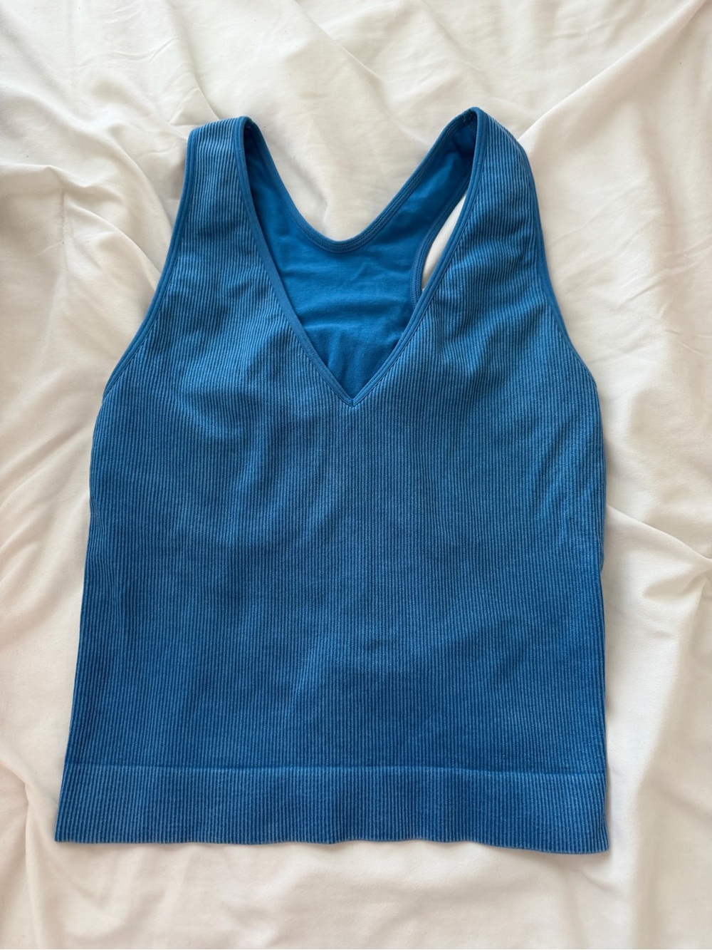 all in motion Blue Ribbed V-Neck Tank